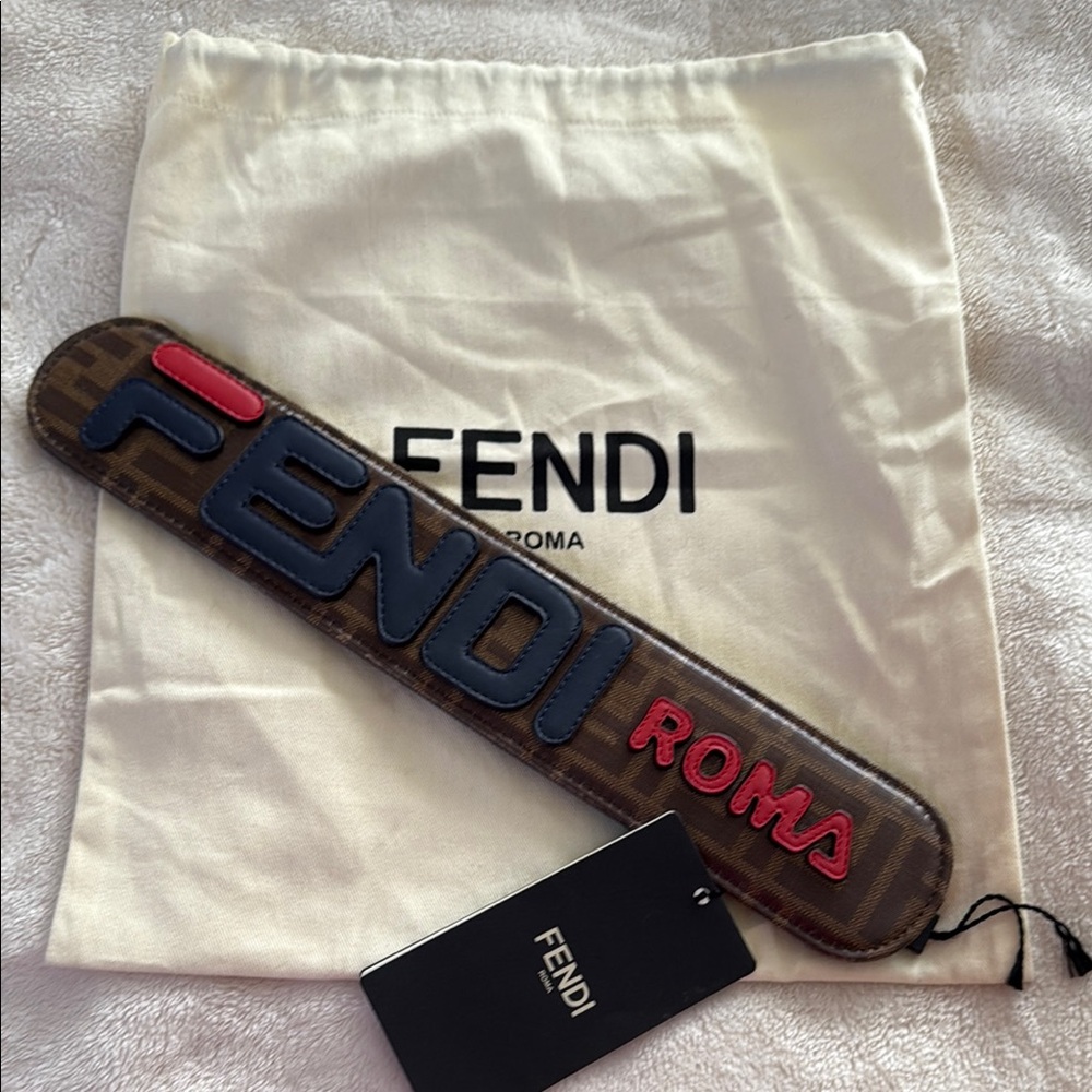 Fendi Brown and Pink Logo Strap